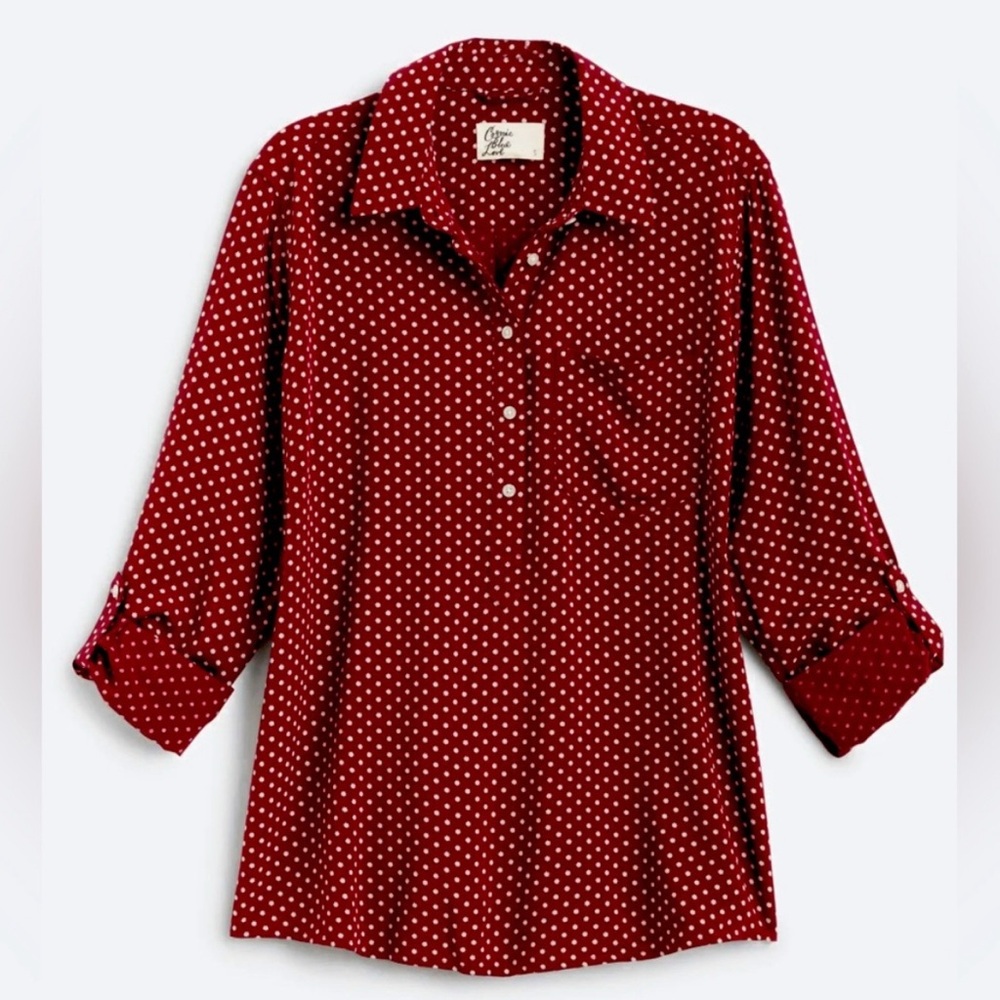 Cosmic Blue Love Classic Half Button Down Top Size Large